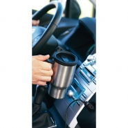 Kubek samochodowy 450 ml ze stali nierdzewnej, plastikowe wntrze, wtyczka na USB i do samochodu (V4542-32)