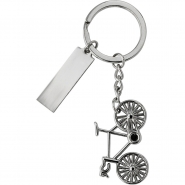 Brelok do kluczy ''rower'' z prostokatn� plakietk� na personalizacj�, w pude�ku (V4949-32)