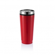 Kubek 300 ml ze stali nierdzewnej, wewn�trz PP, z pokr�tk� na pokrywie i przyciskiem zamykaj�cym, zapobiegaj�cym wylaniu, nie wymaga obs�ugi obur�cz (V4972-05)