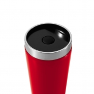 Kubek 300 ml ze stali nierdzewnej, wewn�trz PP, z pokr�tk� na pokrywie i przyciskiem zamykaj�cym, zapobiegaj�cym wylaniu, nie wymaga obs�ugi obur�cz (V4972-05)